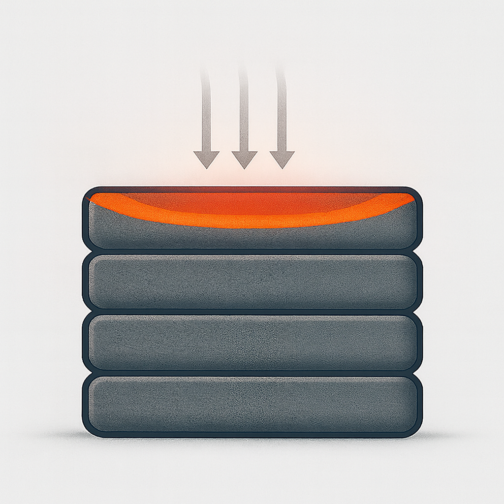 LEAM meltpool visualization showing localized thermal energy near the deposition interface